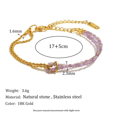 Bracelet femme en acier inoxydable avec perles tendance h5 