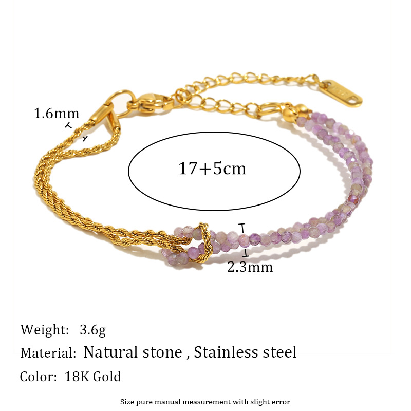 Bracelet femme en acier inoxydable avec perles tendance 