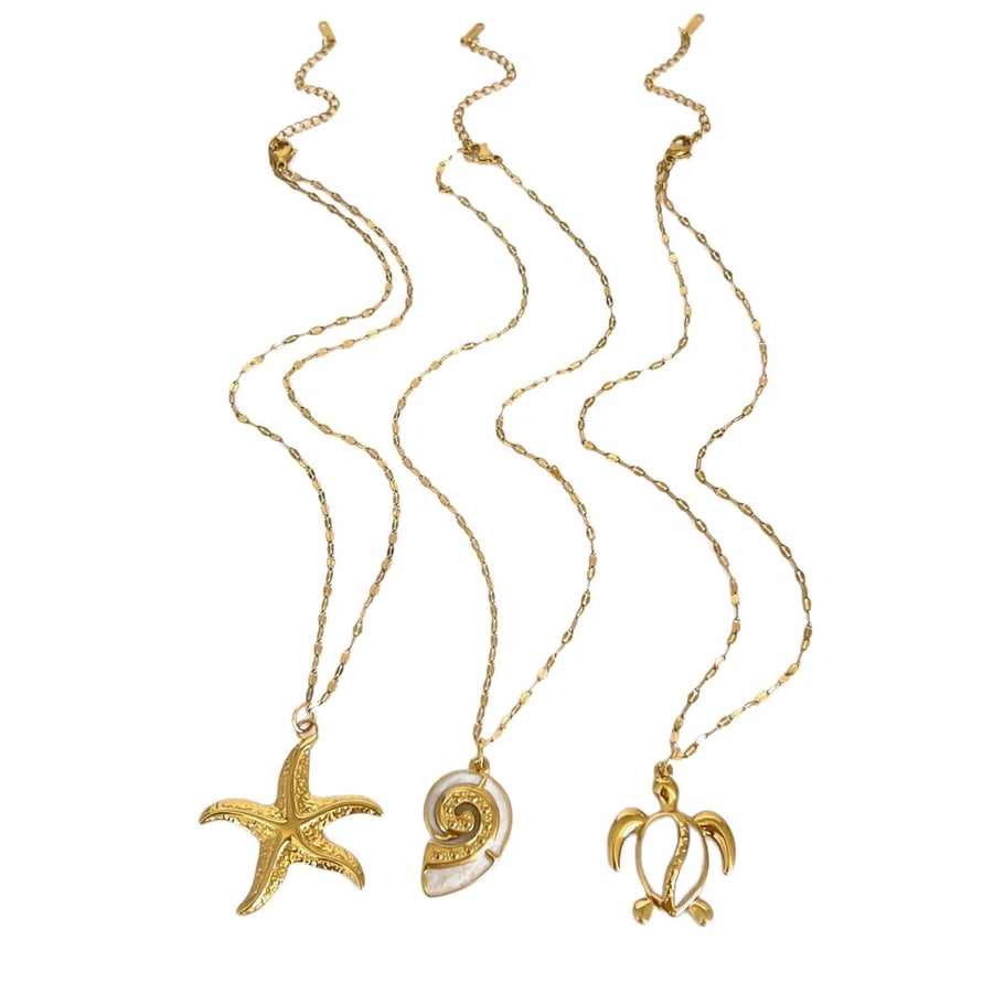 1 Piece Oceanic Stainless Steel Gold Color Pendant Necklace h5Picture6