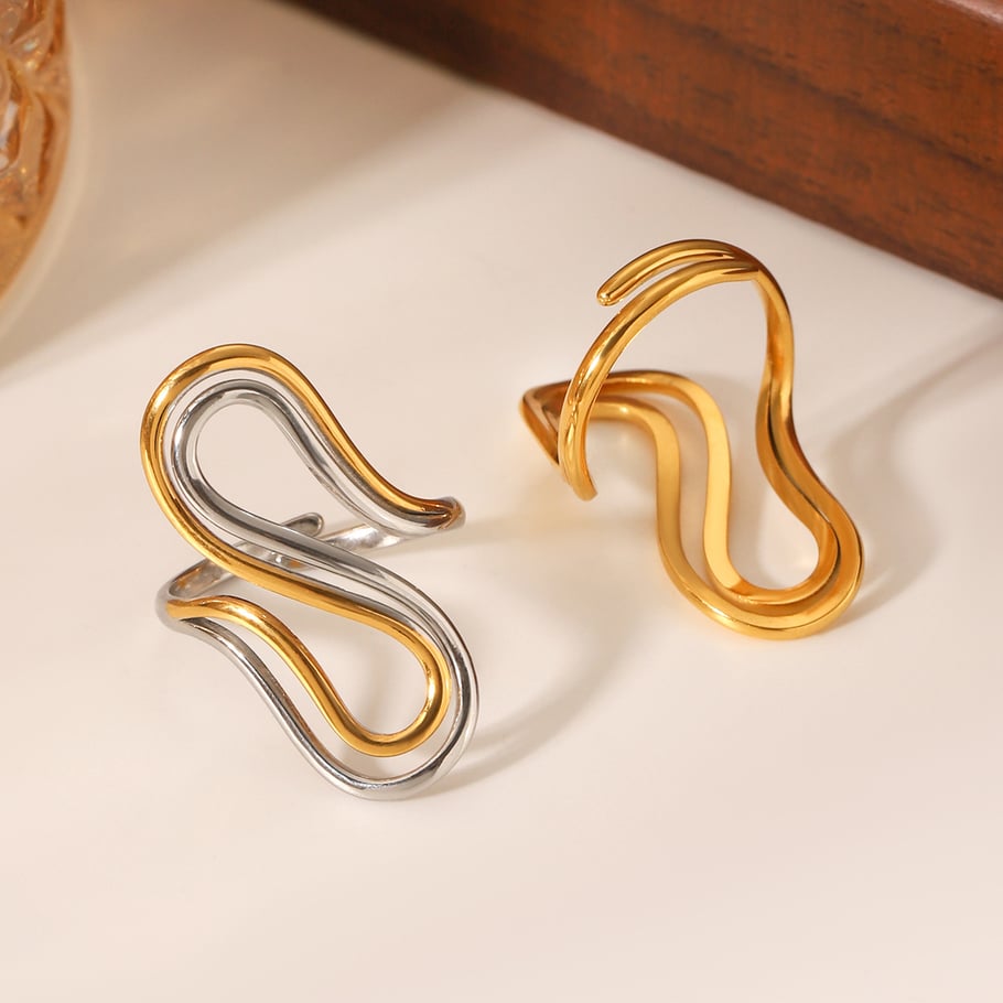 Casual Geometric Stainless Steel  Gold Color Women's Adjustable Rings Picture4