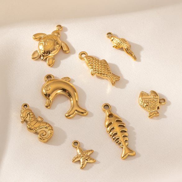 1 Stück Oceanic Edelstahl Goldfarben Anhänger