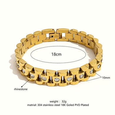 1 Piece Classic Chain Stainless Steel Gold Color Bracelet h5 