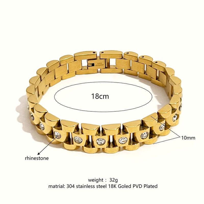 1 Piece Classic Chain Stainless Steel Gold Color Bracelet 
