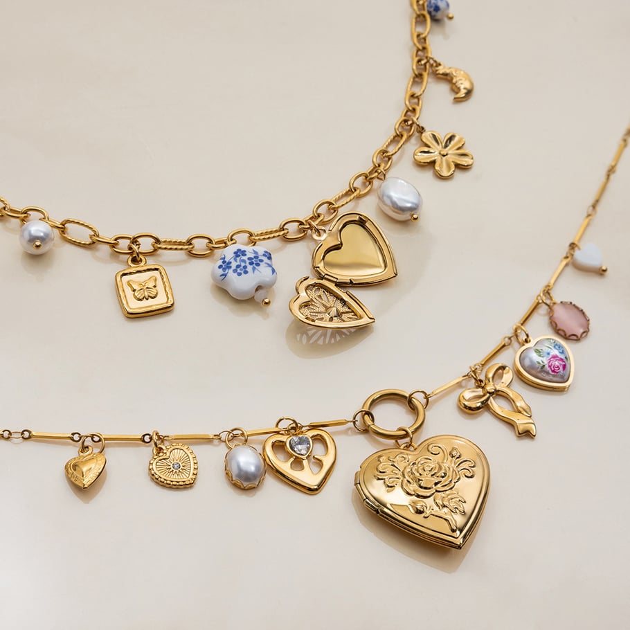 Collier avec pendentif en forme de cœur sophistiqué pour femme, en acier inoxydable, couleur or Image5
