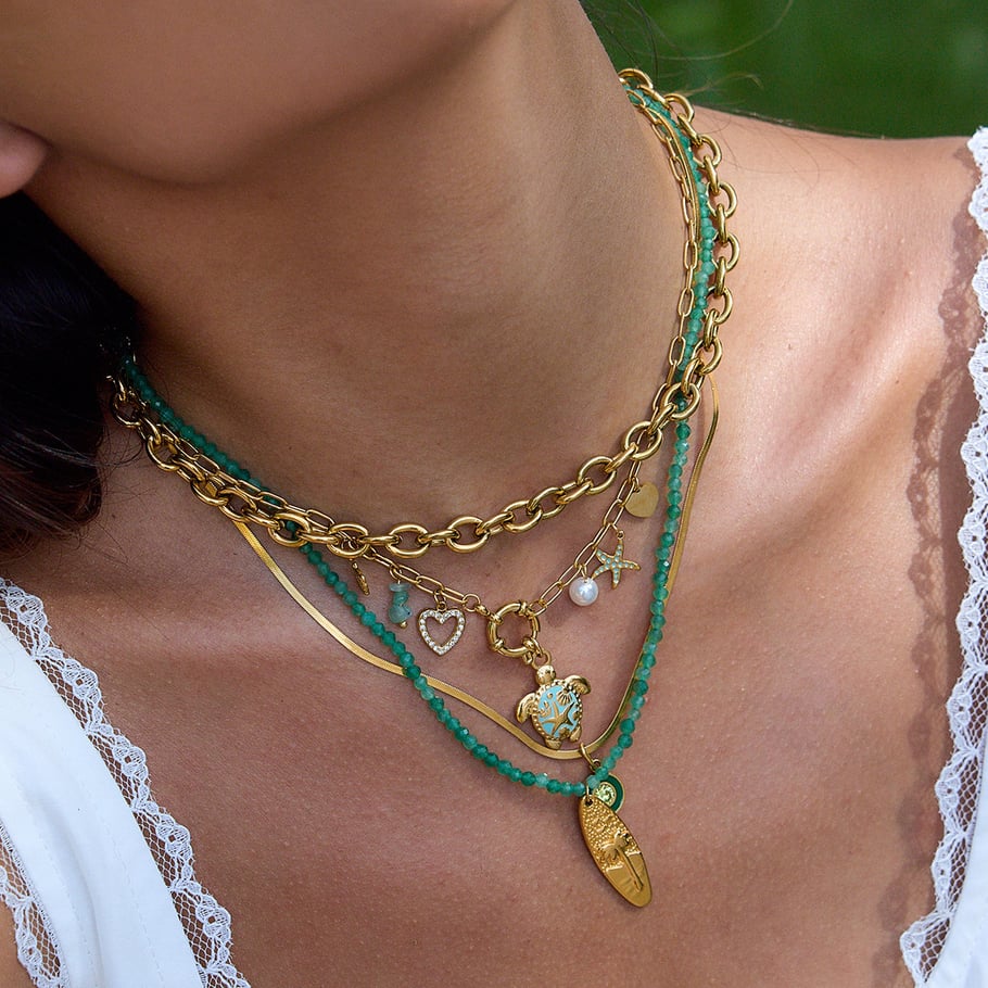 1 Piece Natural Green Turtle Stainless Steel Gold Color Women's Pendant Necklaces Picture6