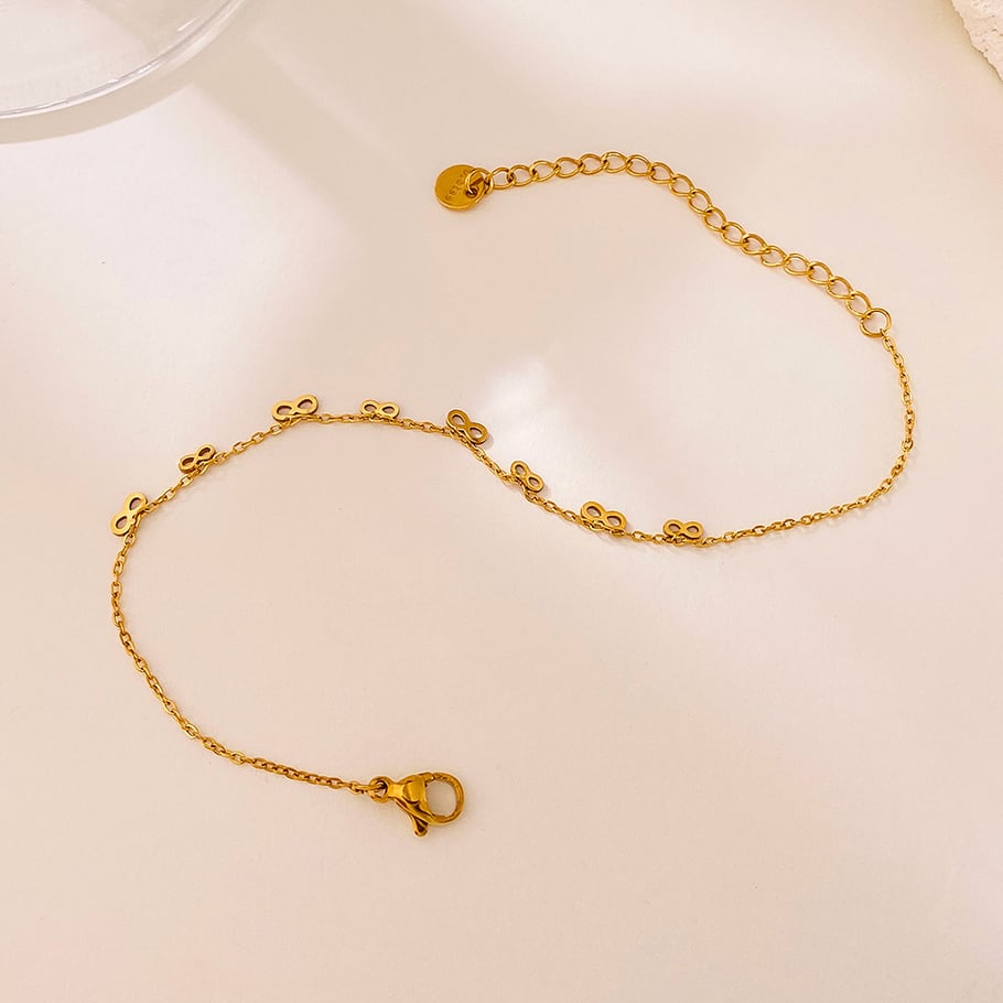 1 Stück gestaltbare Unendlichkeitssymbol-Edelstahl-Kettenarmbänder in Goldfarbe für Damen Bild5