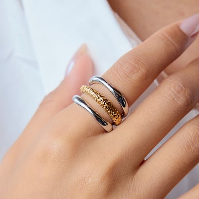 Bague minimaliste géométrique chic en acier inoxydable couleur or, 1 pièce h5 Image4