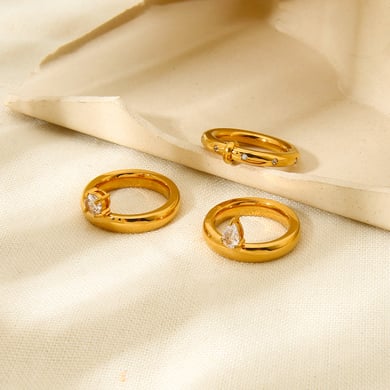 Anello da donna in acciaio inossidabile a forma di goccia semplice h5 Immagine2