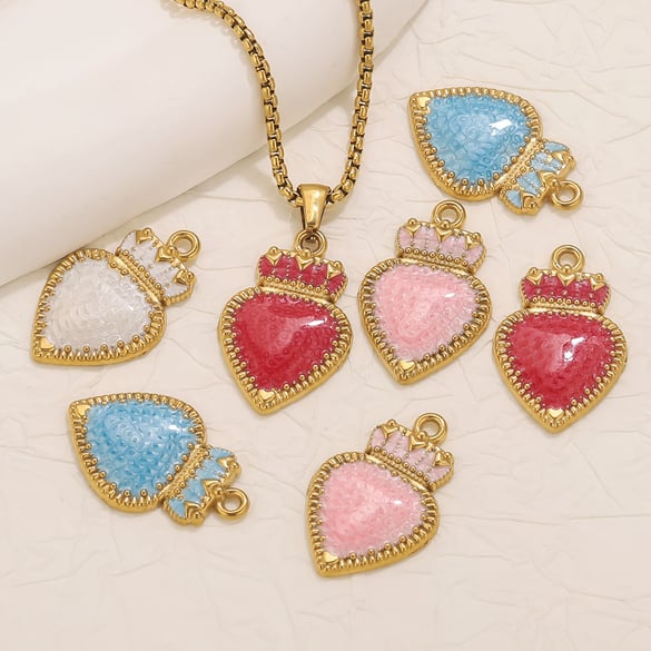 1 Piece DIY Crown Heart Stainless Steel Women's Pendants
