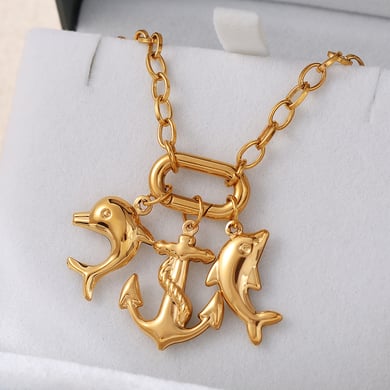 1 Stück Edelstahl Goldfarbener DIY Anhänger h5 Bild2