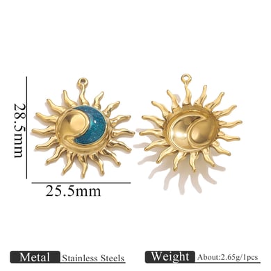 1 Stück klassische DIY Sonne Edelstahl Gold Farbe Damen Anhänger h5 