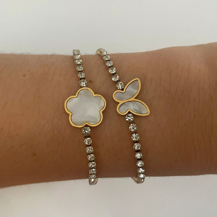 1 stuk bloem roestvrij staal goudkleurige bedelarmband Afbeelding3