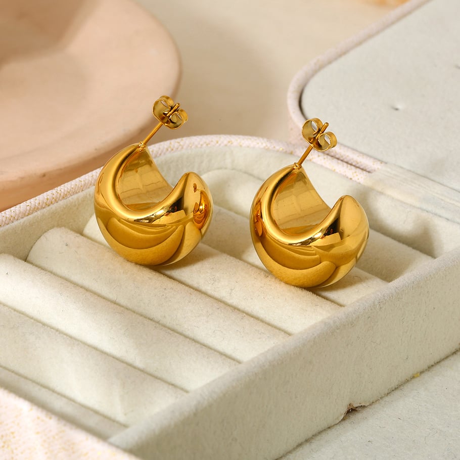 1 paar Simple Series Daily geometrische oorbellen van roestvrij staal voor dames Afbeelding2
