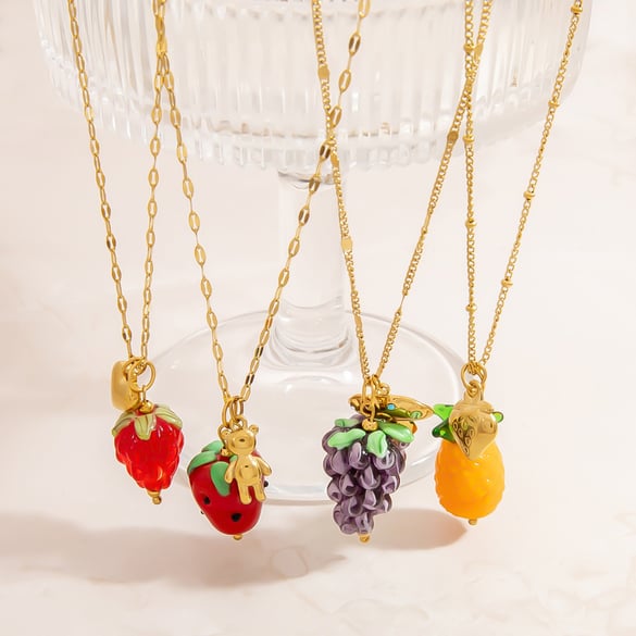 1 Piece Fruit Stainless Steel Gold Color Pendant Necklace