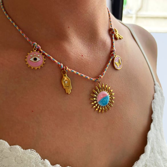 1 Piece Sun Flower Stainless Steel Gold Color Pendant Necklace 2