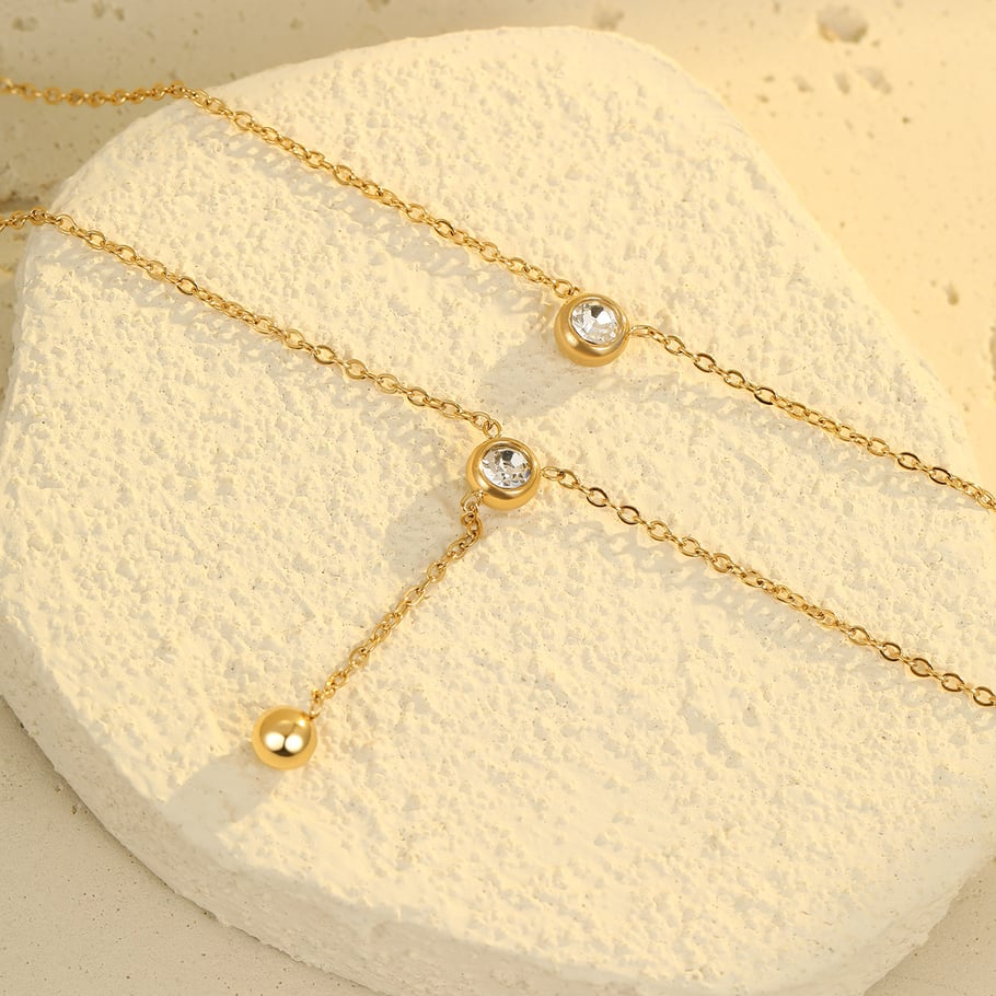 Collares en capas de acero inoxidable color dorado para mujer con cadena diaria Imagen4