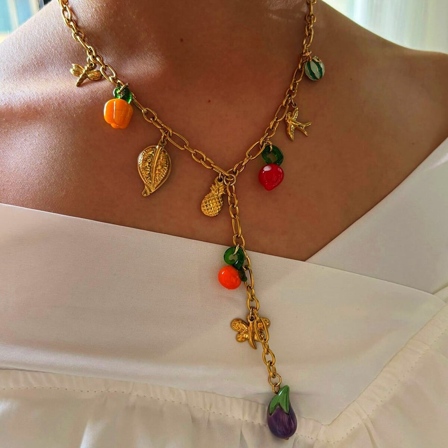 1 Piece Cute Fruit Stainless Steel Gold Color Pendant Necklace h5Picture2