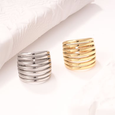 1 Stück Simple Series Daily Strip Statement-Ringe aus Edelstahl in Goldfarbe h5 Bild3