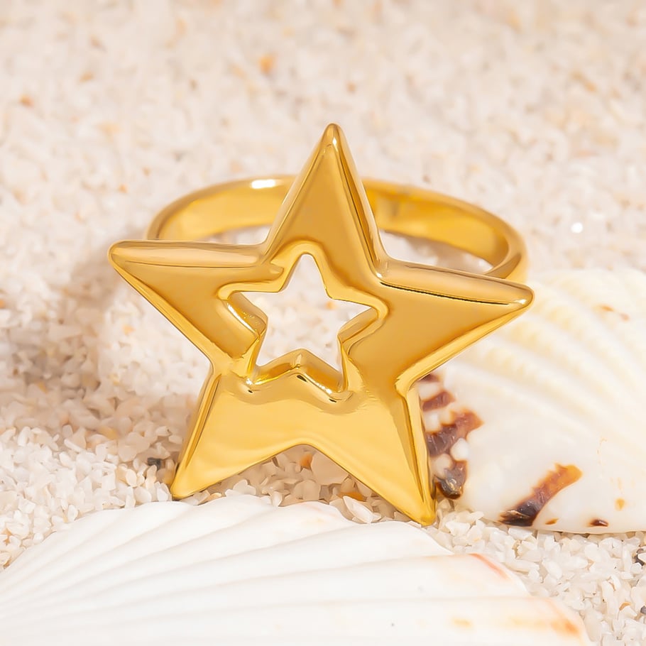 1 stuk roestvrijstalen statement ring in goudkleur Afbeelding5