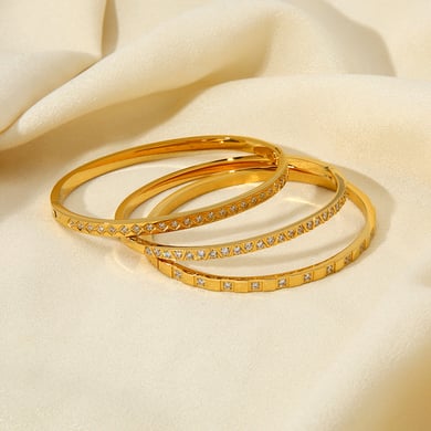Bracelets pour femme en acier inoxydable couleur or, série Simple, motif géométrique classique h5 Image2