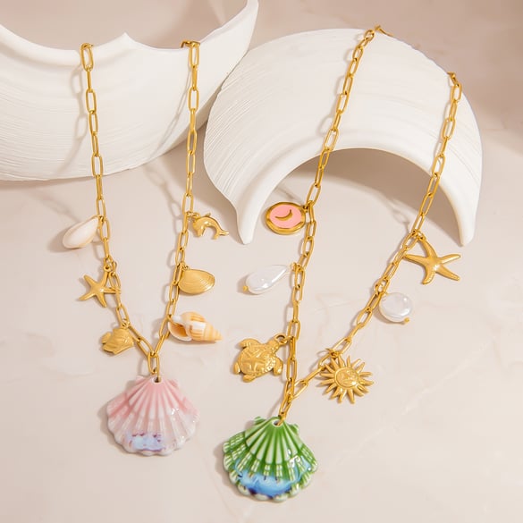 1 Piece Oceanic Stainless Steel Gold Color Pendant Necklace 2