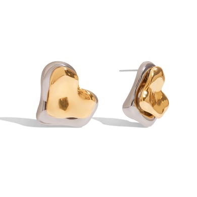 1 Paar einfache Serie Sweet Heart Edelstahl Gold Farbe Damen Ohrstecker h5 