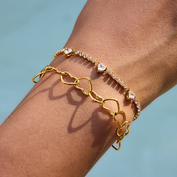 1 Piece Romantic Heart Stainless Steel Gold Color Women's Chain Bracelets 2