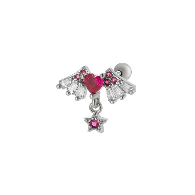 1 Piece Shinning Heart Titanium Steel Zircon Women's Stud Earrings 