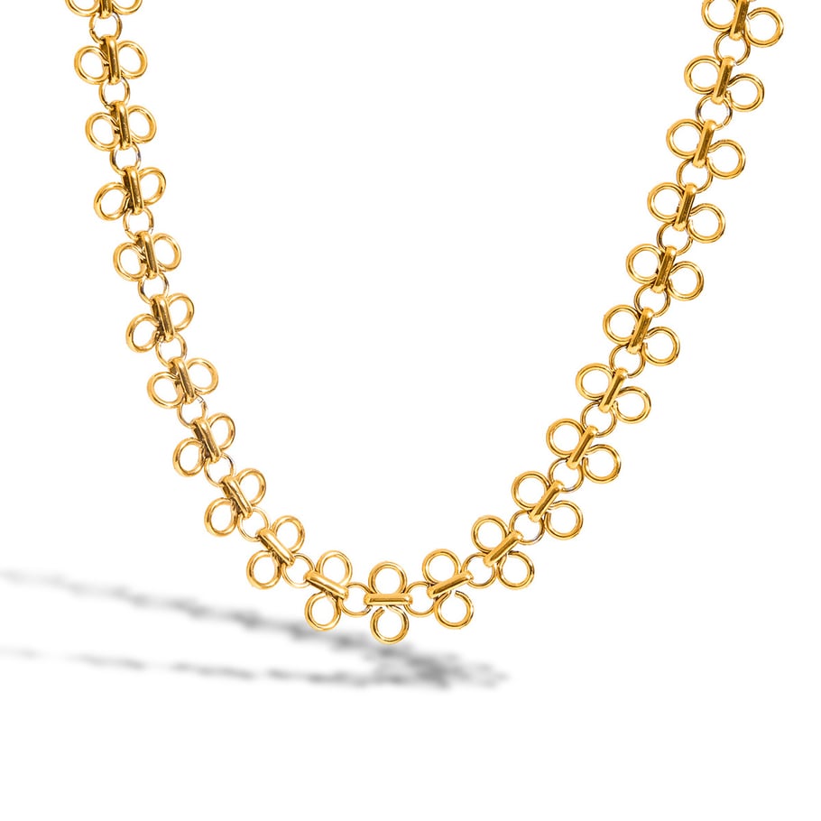 1 paire de colliers à chaîne en acier inoxydable doré pour femme, design original, motif trèfle 