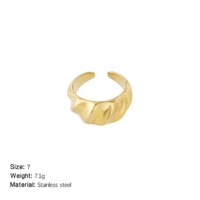Bague de déclaration en acier inoxydable couleur or, série Simple, 1 pièce, classique et torsadée h5 Image2