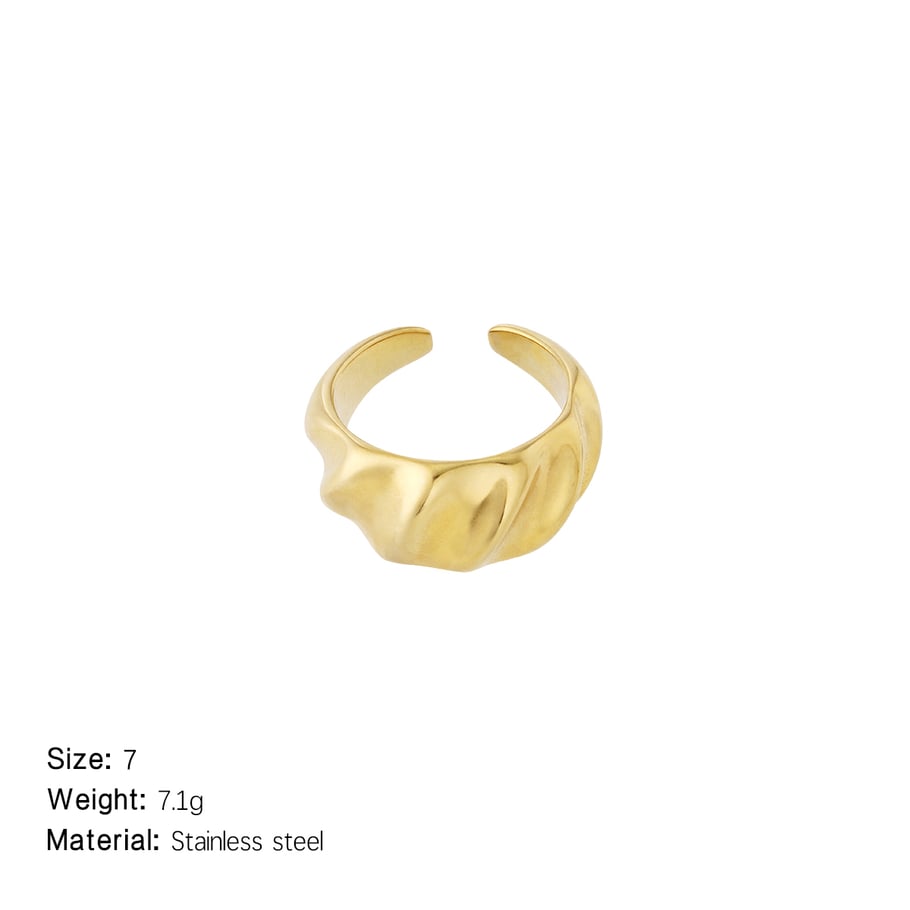 Bague de déclaration en acier inoxydable couleur or, série Simple, 1 pièce, classique et torsadée Image2