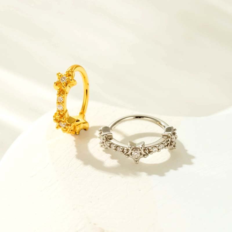 1 Piece Star Copper Gold Color Zircon Women's Nose Stud Picture3