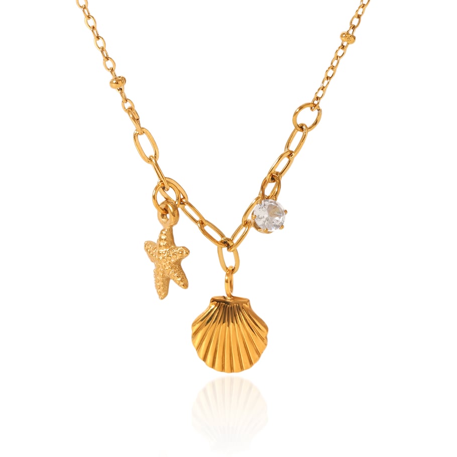Series Vacation Turtle Stainless Steel  Gold Color  Women's Pendant Necklaces 