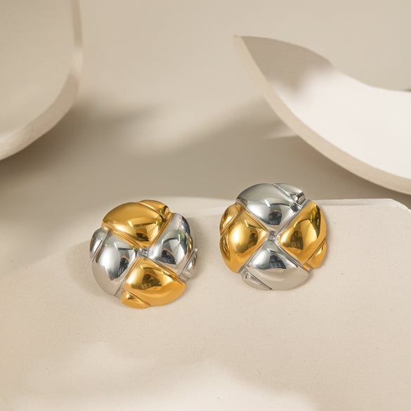 1 Pair Stainless Steel Mixed Color Stud Earrings
