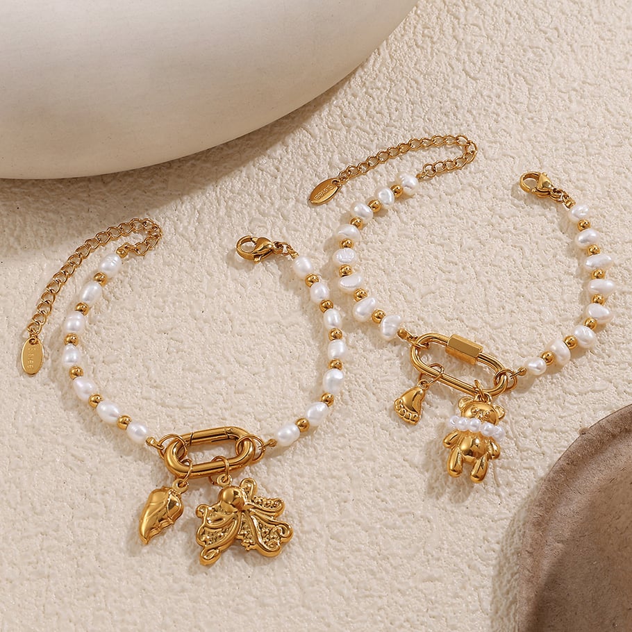 Collane con ciondolo fai da te in perle di acciaio inossidabile color oro con perle giornaliere Immagine5