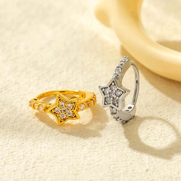 1 Piece Shinning Star Copper Gold Color Zircon Women's Nose Stud 2