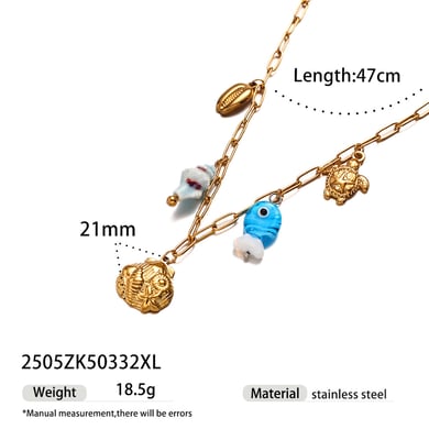 1 Piece Oceanic Stainless Steel Gold Color Pendant Necklaces h5 