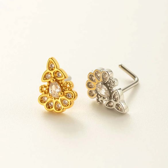 1 pezzo di perno nasale in zircone color rame e oro