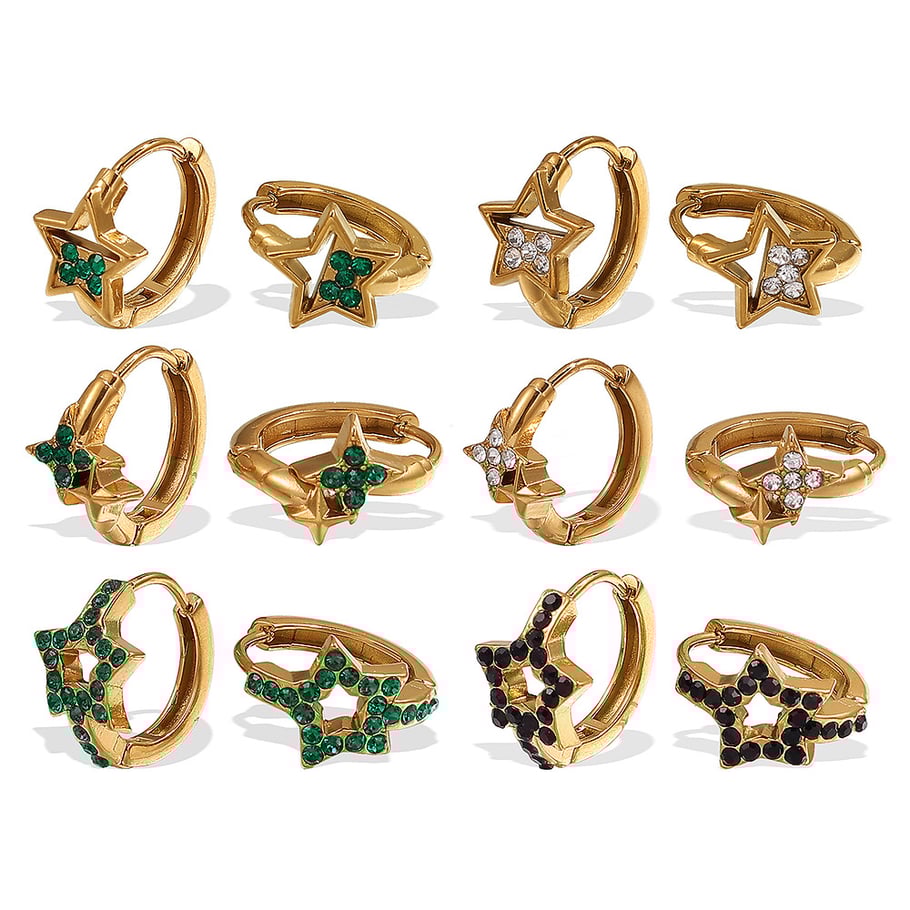 Orecchini a cerchio in acciaio inossidabile color oro Immagine4