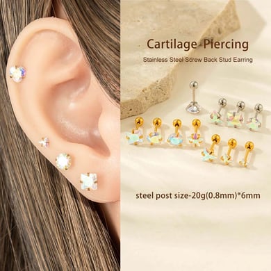 1 Piece Shinning Transparent Heart Stainless Steel Zircon Women's Piercings Earrings h5 Picture5