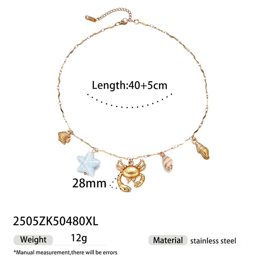 Collier pendentif Oceanic en acier inoxydable couleur or, 1 pièce 