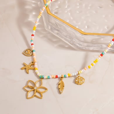 1 Piece Flower Charm Beaded Necklace h5 Picture3
