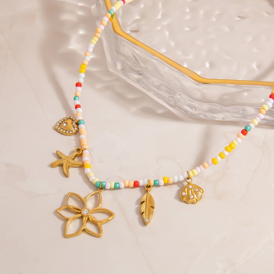 1 Piece Flower Charm Beaded Necklace Picture3