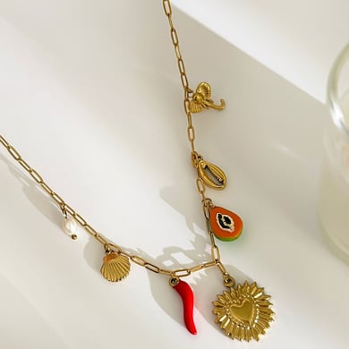 1 stuk hartvormige roestvrijstalen goudkleurige hangerketting h5 Afbeelding5