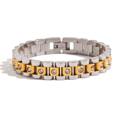 Bracelet chaîne en acier inoxydable doré pour femme, motif patchwork classique, 1 pièce h5 