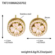 TXF310-Gold 5A Zircon Rotating Flower Earrings Picture2