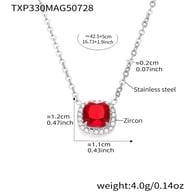 TXP330-Collana in acciaio con zircone rosso 40+5cm 