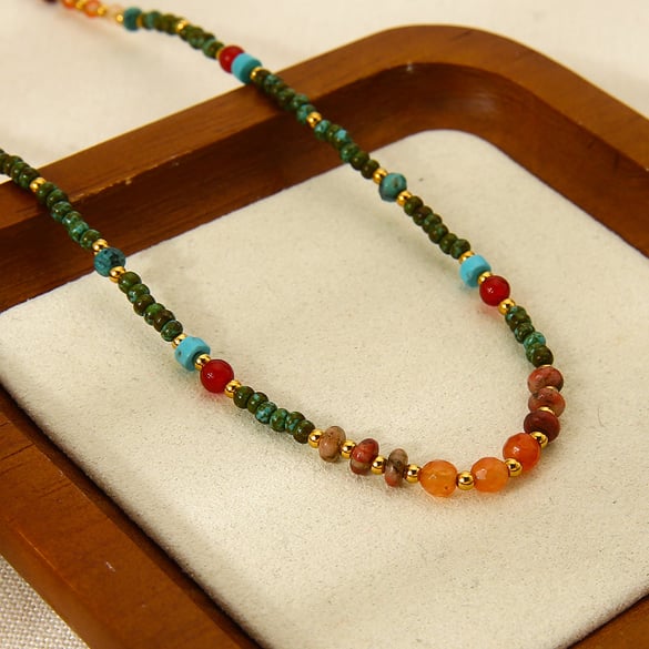 Collana di perline con pietre naturali classiche da 1 pezzo 2