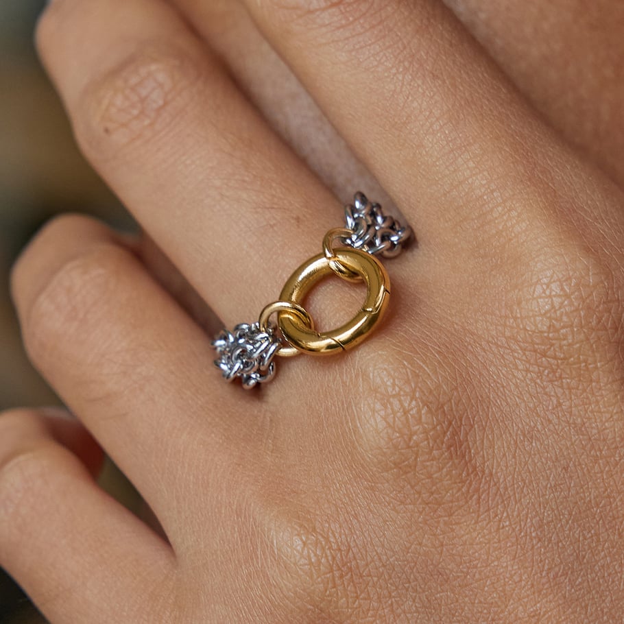 1 Piece Modern Texture Stainless Steel Gold Color Minimalist Rings Picture4