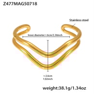 Z477-Bracciale aperto in filo ritorto a doppio strato in oro Immagine9